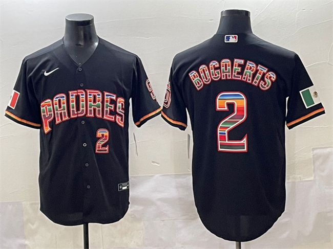 Men's San Diego Padres #2 Xander Bogaerts Black Mexico Cool Base Stitched Baseball Jersey Men's San Diego Padres #2 Xander Bogaerts Black Mexico Cool Base Stitched Baseball Jersey